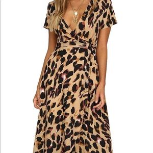 Brand new leopard print wrap dress
